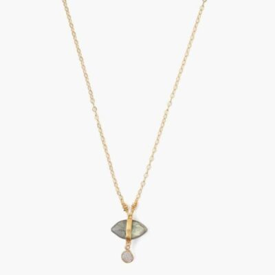 Jewelry Chan Luu  | Labradorite Evil Eye And Sliced Diamond Charm Necklace