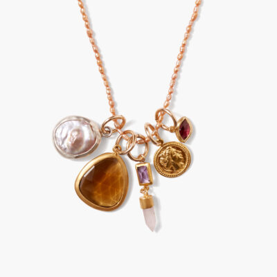 Hypatia Charm Necklace Champagne Pearl Mix