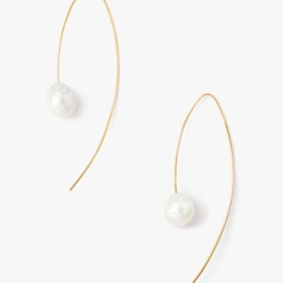 Jewelry Chan Luu  | White And Gold Floating Pearl Drop Thread Thru Earrings