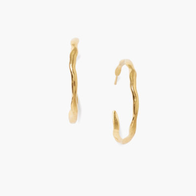 Wave Hoop Earrings Yellow Gold