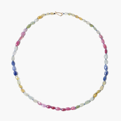 14k Sapphire Mix Oval Beaded Necklace