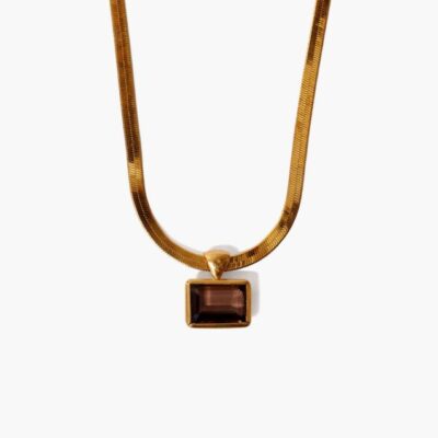 Jewelry Chan Luu  | Smoky Quartz Tab Herringbone Necklace