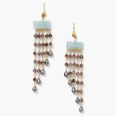 Phaedra Waterfall Earrings Smoky Quartz Mix