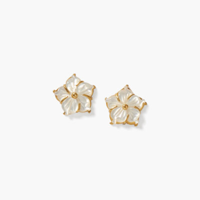 Plumeria Stud Earrings White MOP