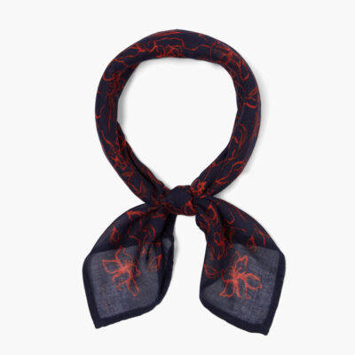 Painterly Floral Print Bandana Dark Sapphire