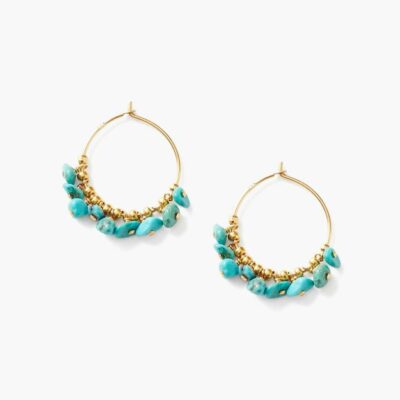 Jewelry Chan Luu  | Turquoise & Gold Heishi Hoops