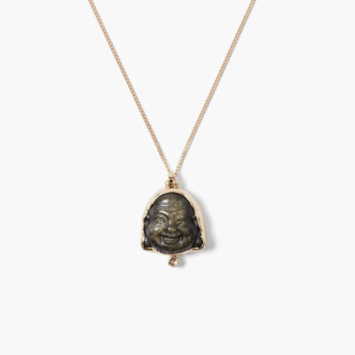 14k Buddha Necklace Golden Obsidian