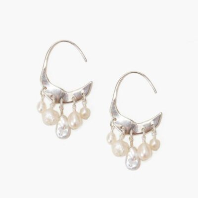 Jewelry Chan Luu  | Petite Crescent White Pearl And Silver Hoop Earrings