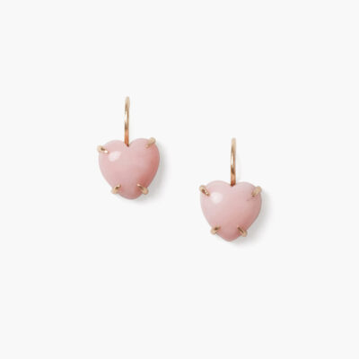 14k Heart Earrings Pink Opal