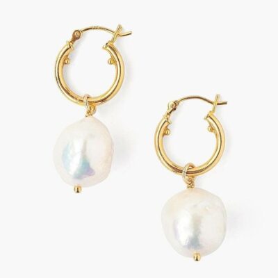 Jewelry Chan Luu  | White Baroque Pearl Hoop Earrings