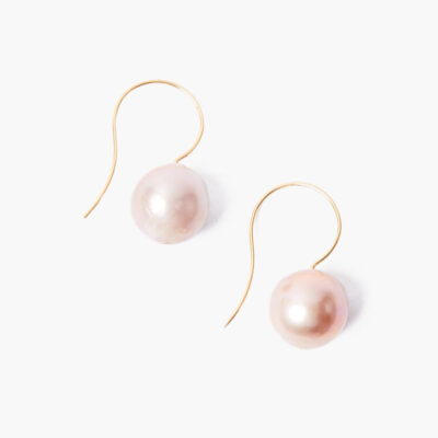 Champagne Baroque Pearl and Gold Drop Earrings