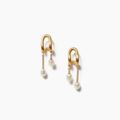 Arc Pearl Drop Earrings Mini