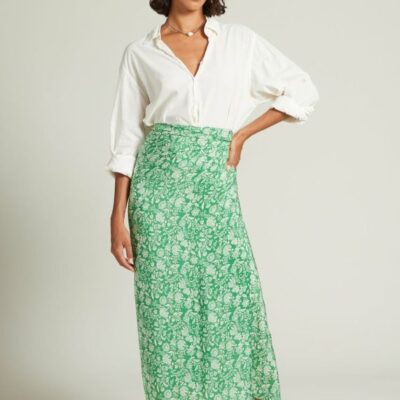 Clothing Chan Luu  | Eloise Floral Wrap Skirt Verdant Green