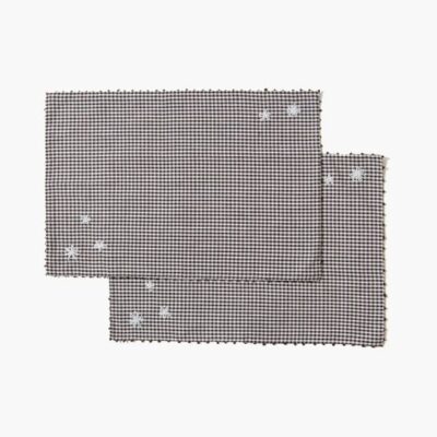 Home Chan Luu  | Black Gingham Embroidered Placemat Set