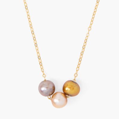 Champagne Mix Pearl Trinity Necklace