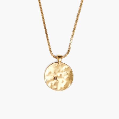 Jewelry Chan Luu  | Diamond Gold Hammered Coin Necklace