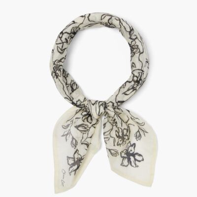 Painterly Floral Print Bandana Egret