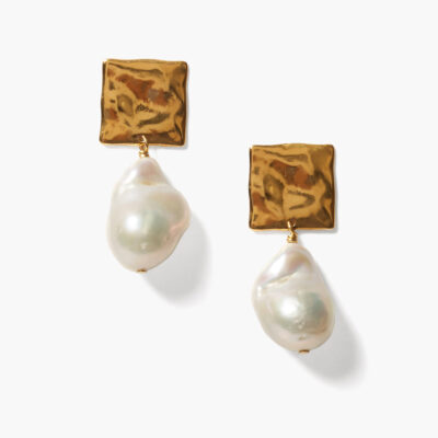 Minerva Earrings Gold White Pearl