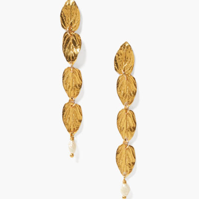 Falling Leaf Tiered Earrings White Pearl