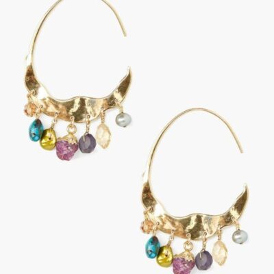 Jewelry Chan Luu  | Crescent Multi Mix Gold Hoop Earrings