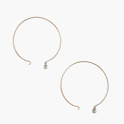 14k Belle Hoop Earrings Maxi Green Sapphire