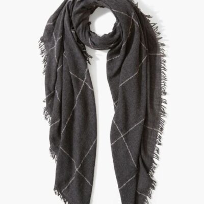 Accessory Chan Luu  | Charcoal Windowpane Cashmere Scarf