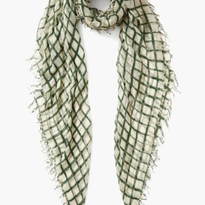 Accessory Chan Luu  | Evergreen Windowpane Cashmere And Silk Scarf