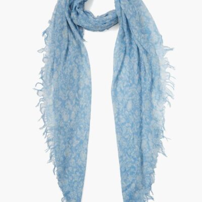 Accessory Chan Luu  | Baby Blue Dahlia Floral Cashmere And Silk Scarf