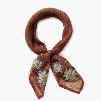 Accessory Chan Luu  | Cognac Embroidered Floral Bandana