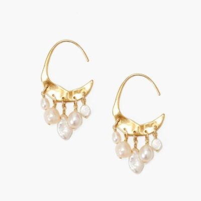 Jewelry Chan Luu  | Petite Crescent White Pearl And Gold Hoop Earrings