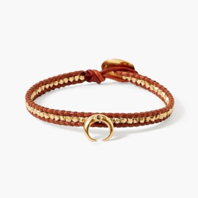 Jewelry Chan Luu  | Diamond Bull Horn Single Wrap Bracelet Brown