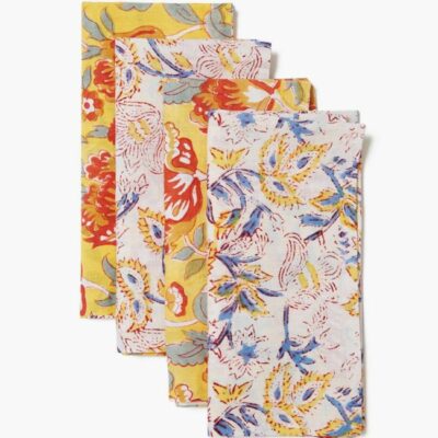 Home Chan Luu  | Tangerine Reversible Block Print Napkin Set