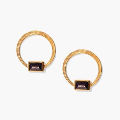 Jewelry Chan Luu  | Onyx Tab Hammered Hoops