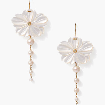 Magnolia Drop Earrings White