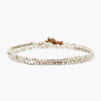 Cube Double Naked Wrap Bracelet Silver