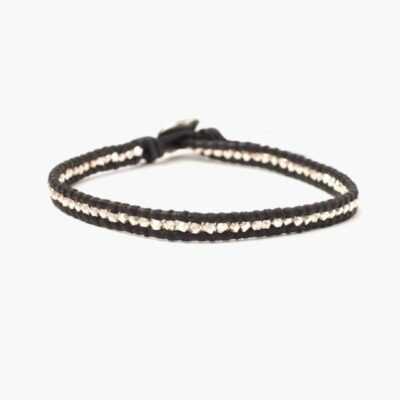 Jewelry Chan Luu  | Silver Men’S Single Wrap Bracelet On Natural Black Leather