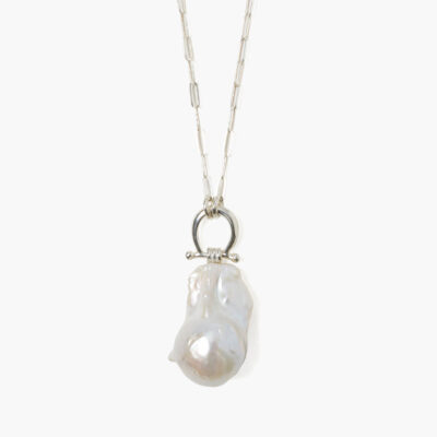 Cheval Pendant Necklace Silver White Pearl