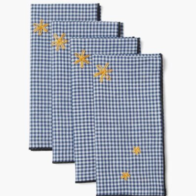 Home Chan Luu  | Blue Gingham Embroidered Napkin Set