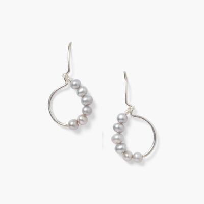 Evangeline Hoop Earrings Grey Pearl