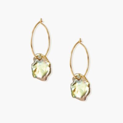 Jewelry Chan Luu  | Green Keshi Pearl Coin Hoops