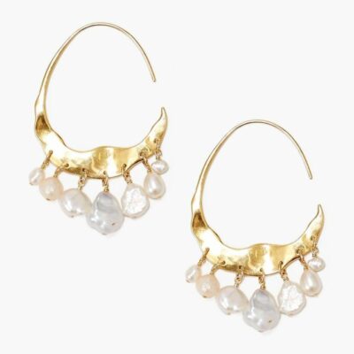 Jewelry Chan Luu  | Crescent White Pearl And Gold Hoop Earrings