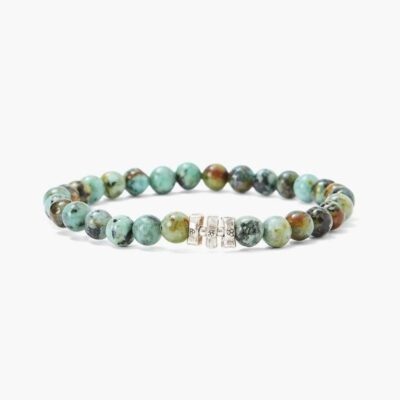 Jewelry Chan Luu  | African Turquoise And Etched Silver Stretch Bracelet