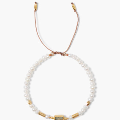 Tab Pull-Tie Bracelet White Pearl