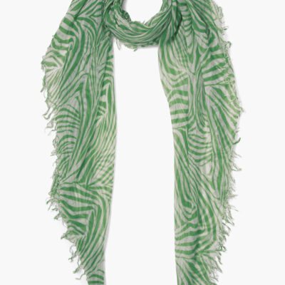 Verdant Green Zebra Print Cashmere and Silk Scarf