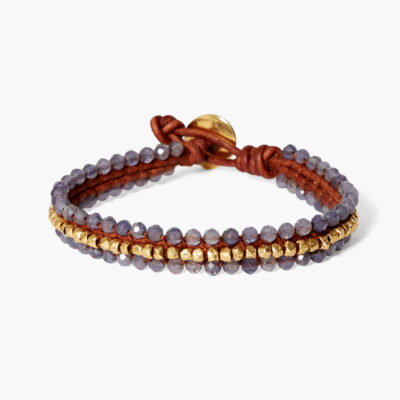 Koa Cuff Wrap Bracelet Iolite