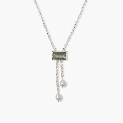 Tab Pearl Drop Necklace Labradorite