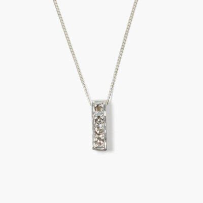 Bar Diamond Necklace Silver