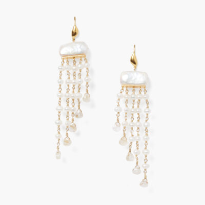 Phaedra Waterfall Earrings White Pearl Mix