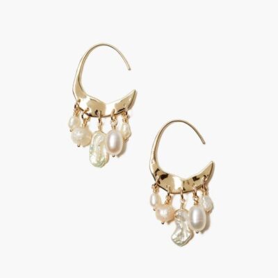 Jewelry Chan Luu  | 14K Petite Crescent White Pearl And Gold Hoop Earrings