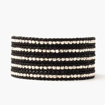 Jewelry Chan Luu  | Sterling Silver Wrap Bracelet On Natural Black Leather